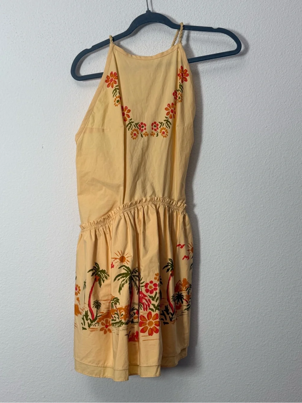 Free People Deserted Island Mini Dress Apricot Combo Embroidered Halter NWT S